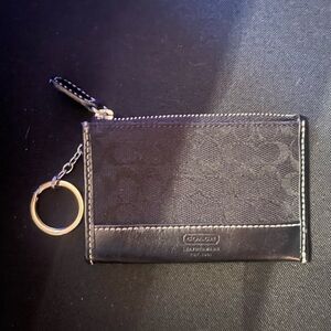 Coach Black Monogram Keychain Wallet